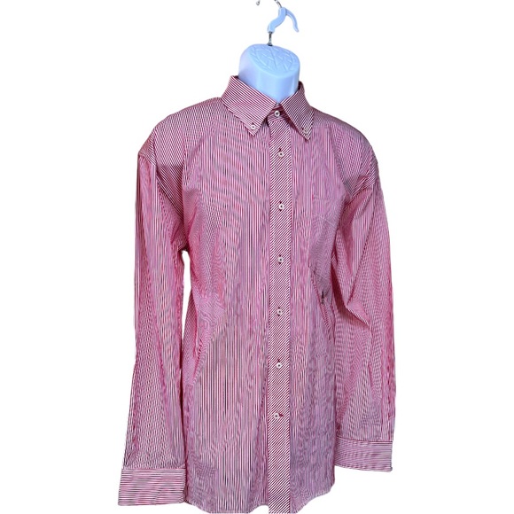 Sz Large 80s 2 Ply Fabric Tommy Hilfiger Textured Stripe Long Sleeve Button Down - Picture 4 of 6